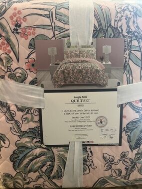 Vera Bradley Quilt Set Bedding Jungle Toile KING SIZE 3 Pc SET
